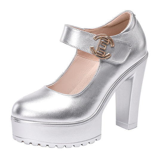 Women's Super High Cheongsam Model Catwalk Show Platform Sier Round Toe Women's Fashion Shoes