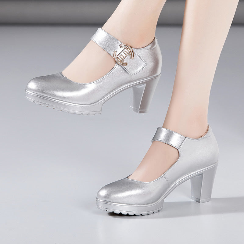 Women's Super High Cheongsam Model Catwalk Show Platform Sier Round Toe Women's Fashion Shoes