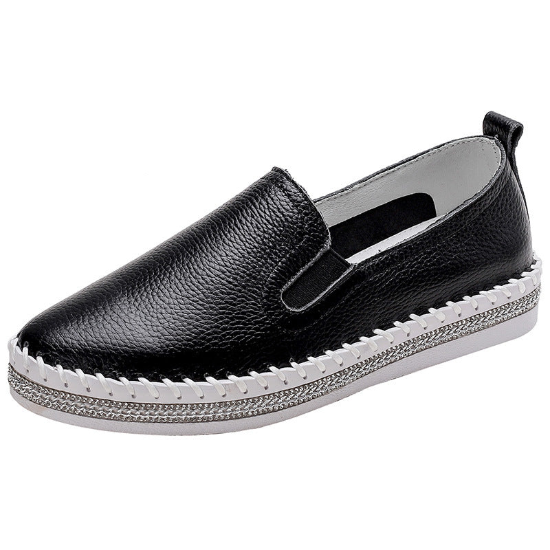 Women's Korean Style Rhinestone Thick-soled Platform White Women's Casual Shoes
