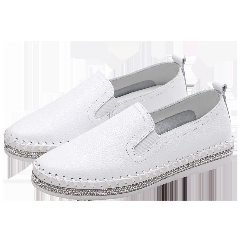 Women's Korean Style Rhinestone Thick-soled Platform White Women's Casual Shoes