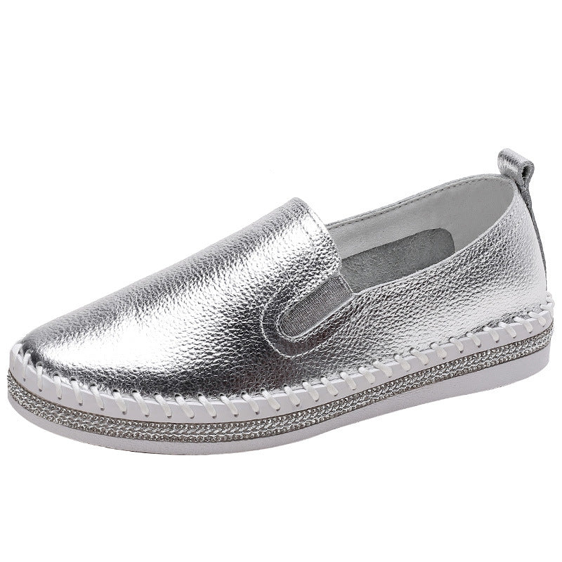 Women's Korean Style Rhinestone Thick-soled Platform White Women's Casual Shoes