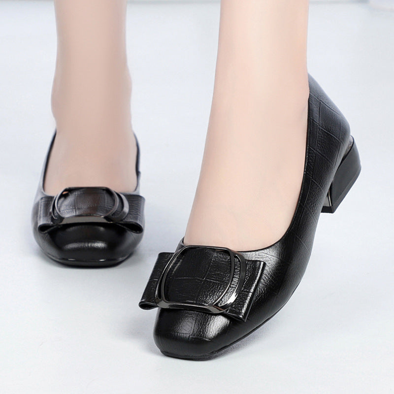 Women's Spring Single Mid Chunky Wedding Plus Casual Shoes