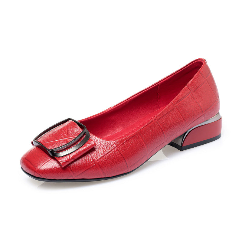 Women's Spring Single Mid Chunky Wedding Plus Casual Shoes
