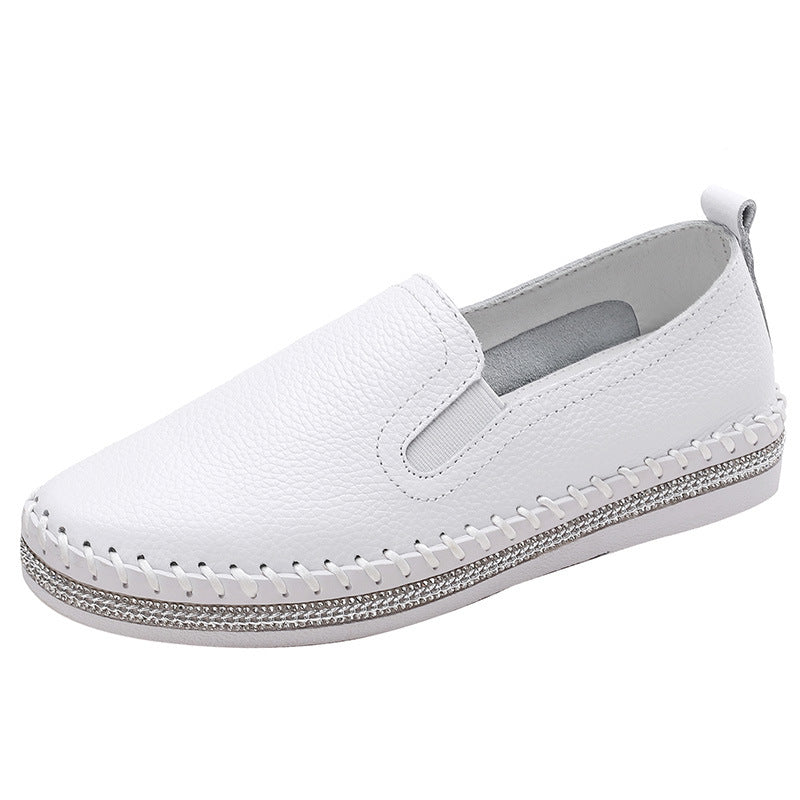 Women's Korean Style Rhinestone Thick-soled Platform White Women's Casual Shoes
