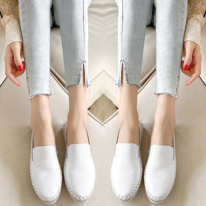 Women's Korean Style Rhinestone Thick-soled Platform White Women's Casual Shoes