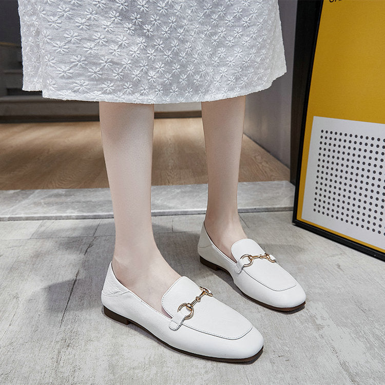 Layer Cowhide Autumn Flat Soft Surface Women's Shoes