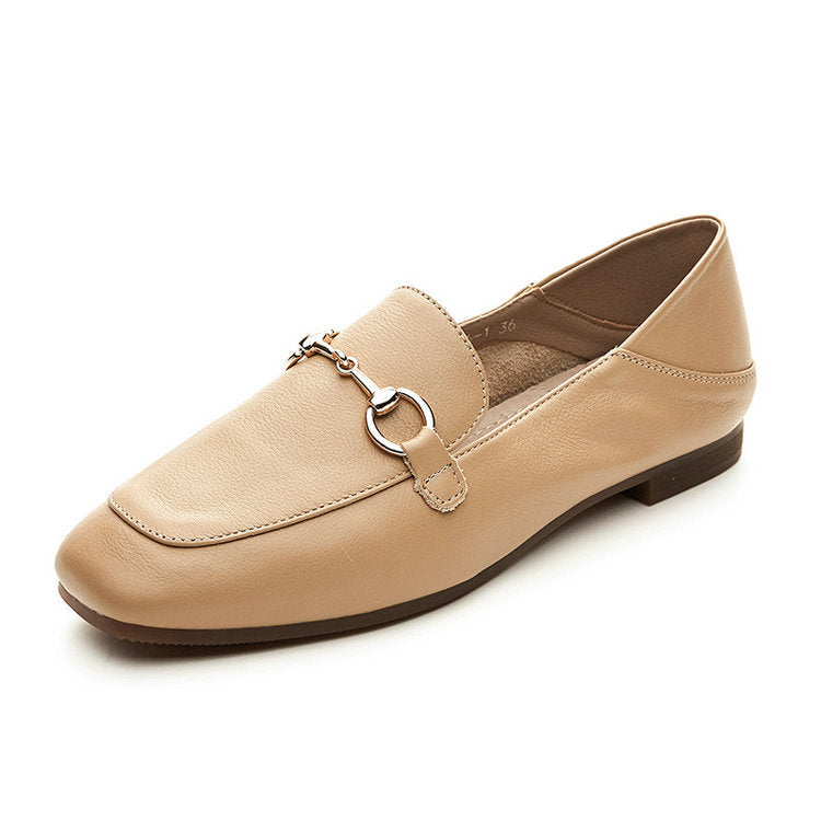 Layer Cowhide Autumn Flat Soft Surface Women's Shoes