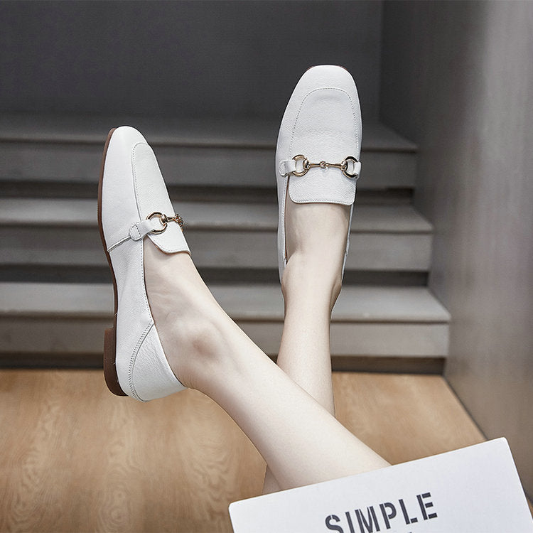 Layer Cowhide Autumn Flat Soft Surface Women's Shoes