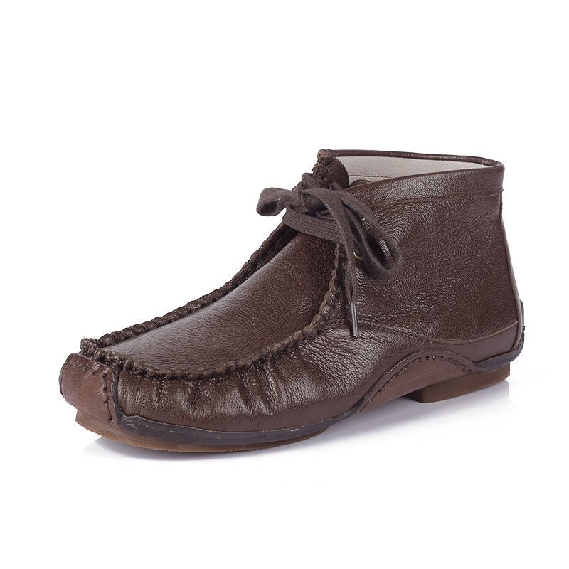 Women's Head Cowhide Outsole Handmade Sewing Korean Style Cotton Linen Clothing Boots