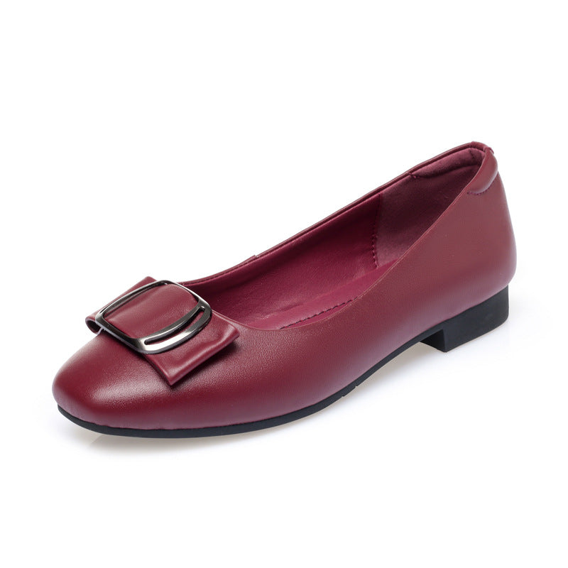 Women's Genuine Flat Soft Bottom Wine Red Large Women's Shoes