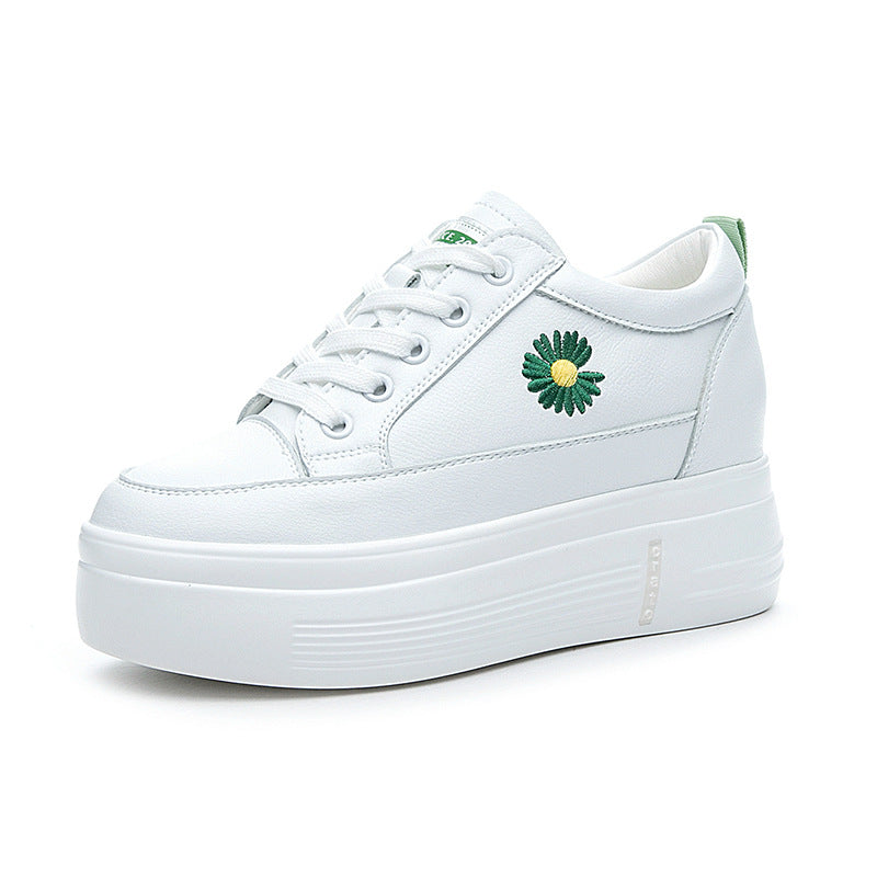 Women's Platform White Korean Height Increasing Insole Mesh Surface Little Daisy Women's Sports Shoes