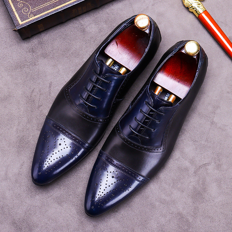 Men's Male Bridegroom Business Formal Wear Genuine England Style Pointed Leather Shoes