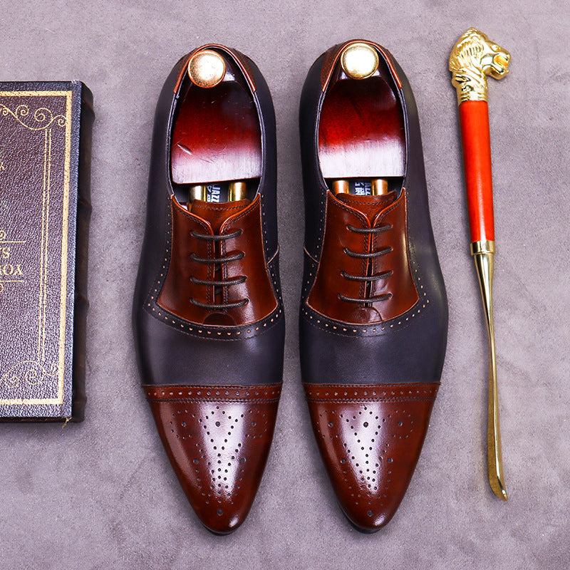 Men's Male Bridegroom Business Formal Wear Genuine England Style Pointed Leather Shoes