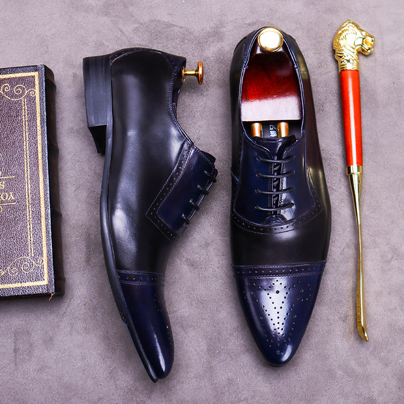 Men's Male Bridegroom Business Formal Wear Genuine England Style Pointed Leather Shoes