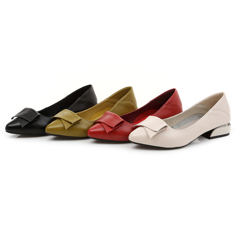 Women's Genuine Pointed Toe Soft Simple Low-cut Women's Casual Shoes