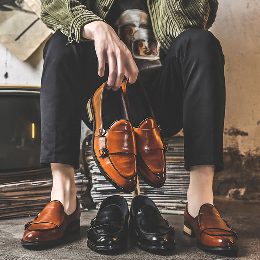 Men's British Korean Beanie Pedal Slip On Men's Business Leather Shoes