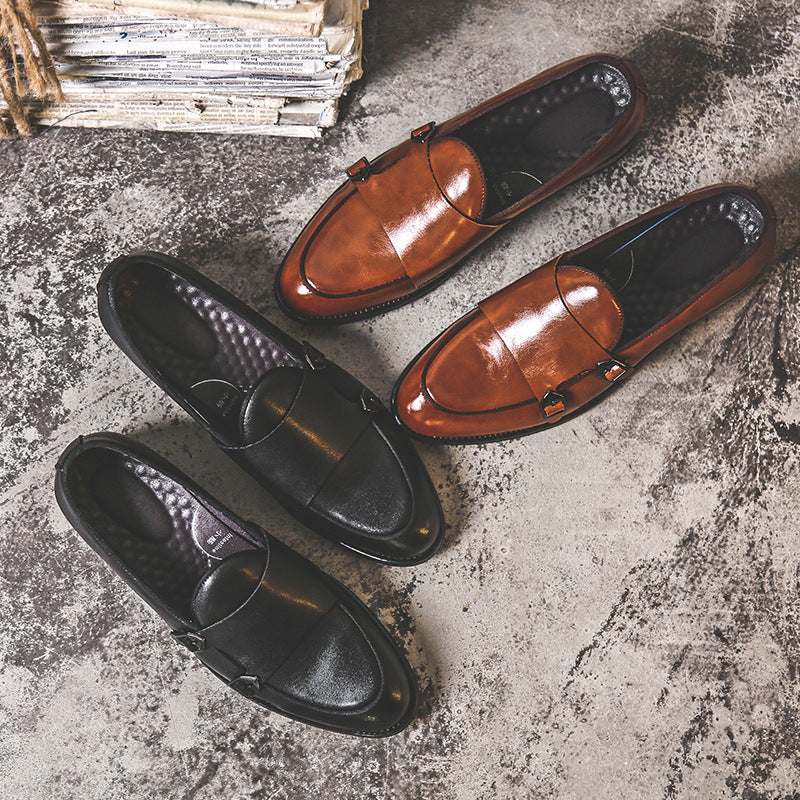Men's British Korean Beanie Pedal Slip On Men's Business Leather Shoes