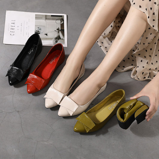 Women's Genuine Pointed Toe Soft Simple Low-cut Women's Casual Shoes