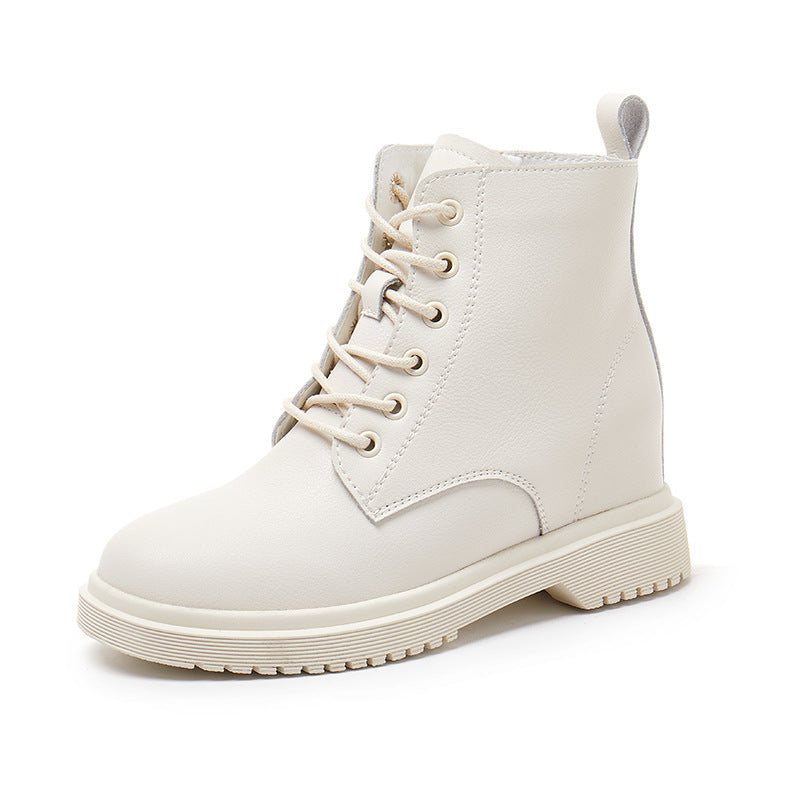 Women's Inner Height Increasing Thick Fleece-lined Natural Heels