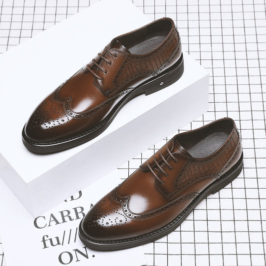 Men's Brogue Carved Fashionable Breathable Business Formal Leather Shoes
