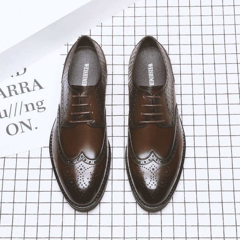 Men's Brogue Carved Fashionable Breathable Business Formal Leather Shoes