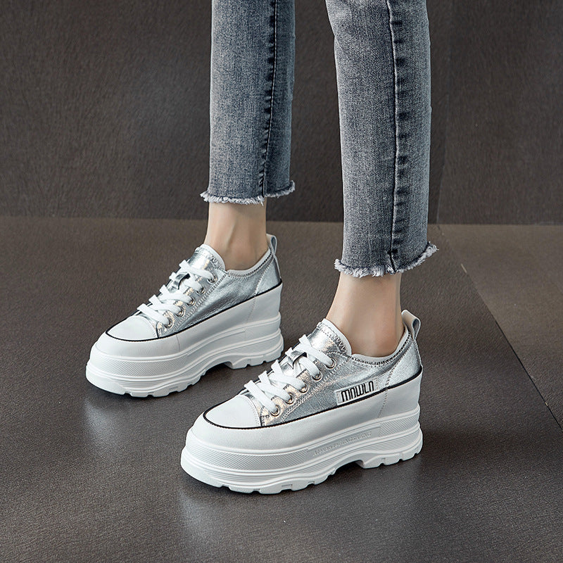 Women's Increasing Insole Autumn Fashion Cattlehide Breathable Casual Shoes