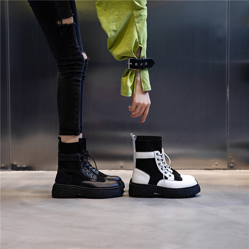 Women's British Genuine Fashion Elastic Booties Martin Boots