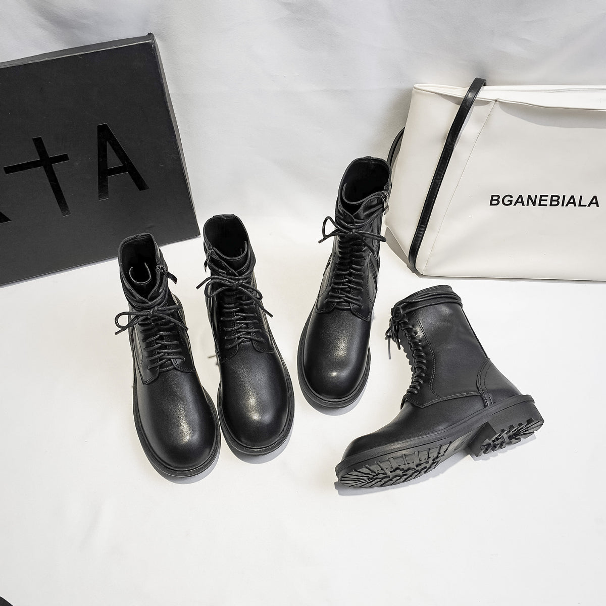 Women's Breathable Motorcycle Thin Short Low Round Women's Leather Boots
