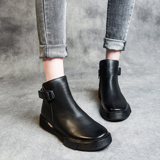 Women's Buckle Ankle Rubber Soft Bottom First Boots