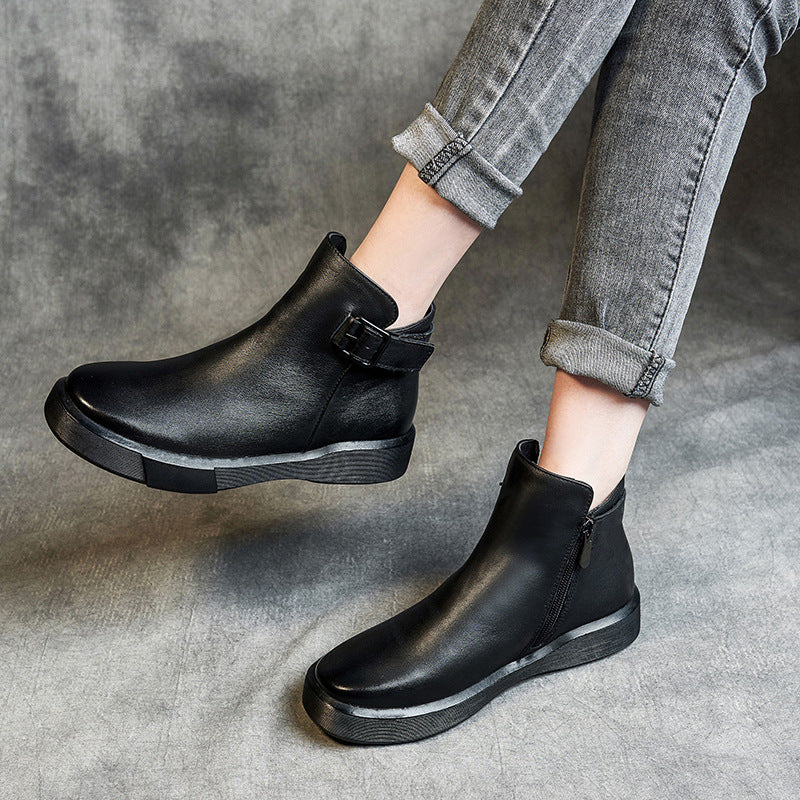 Women's Buckle Ankle Rubber Soft Bottom First Boots