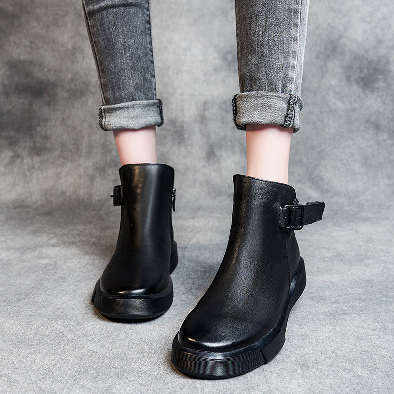 Women's Buckle Ankle Rubber Soft Bottom First Boots