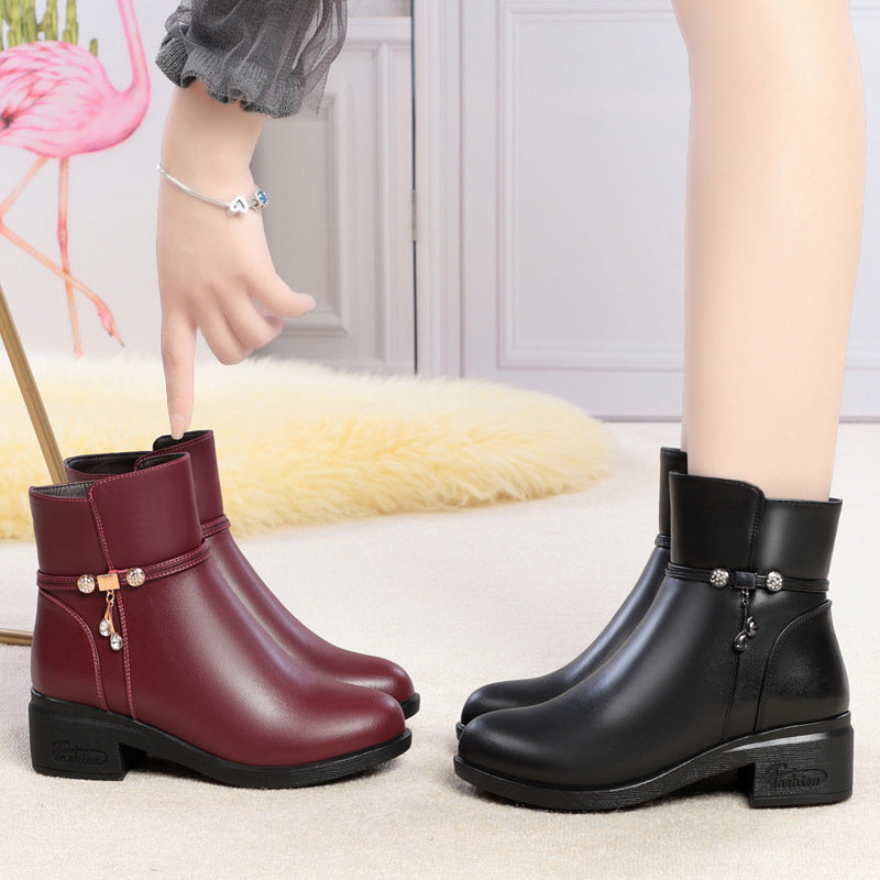 Women's Ankle Mid Chunky Sole Mother's Cotton Boots