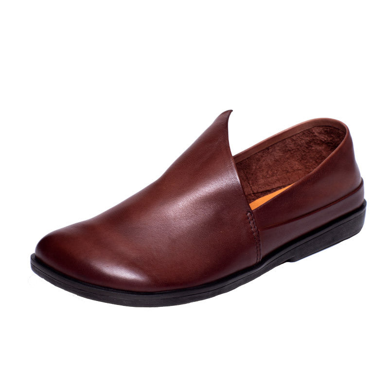 Women's Autumn Ethnic Style Retro Cowhide Low Slip-on Men's Shoes