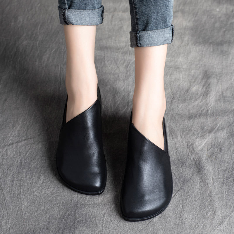 Women's Autumn Ethnic Style Retro Cowhide Low Slip-on Men's Shoes