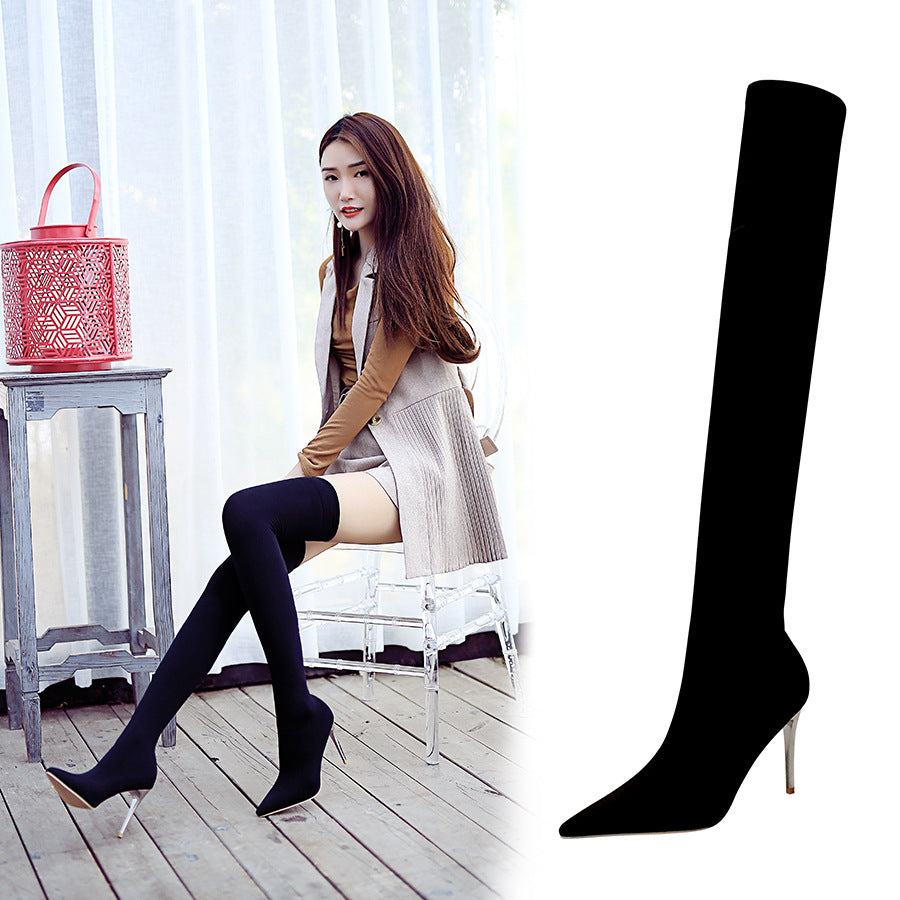 Women's Sense Nightclubs Thinner Pointed Toe Pedicure Women's Leather Boots