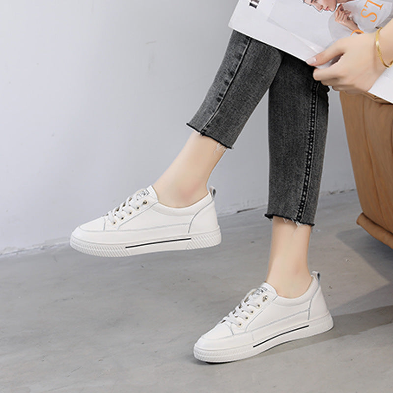 Women's Genuine White Versatile Basic Flat Summer Women's Shoes