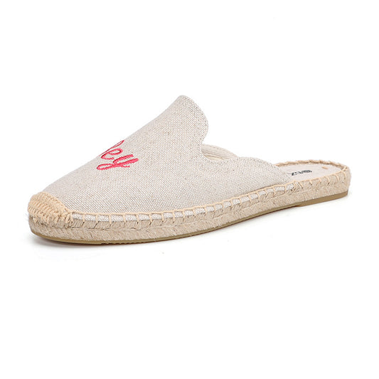 Women's Embroidered Fashionable Linen Soft Bottom Outdoor Sandals