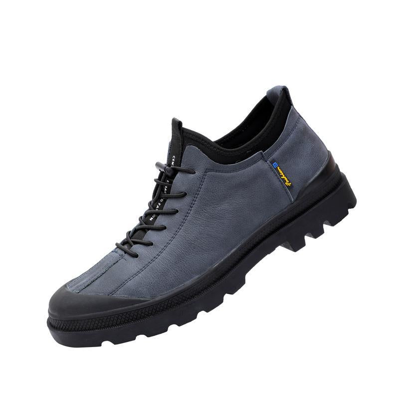 Men's Top Layer Cowhide Vintage Household Elastic Band Casual Shoes