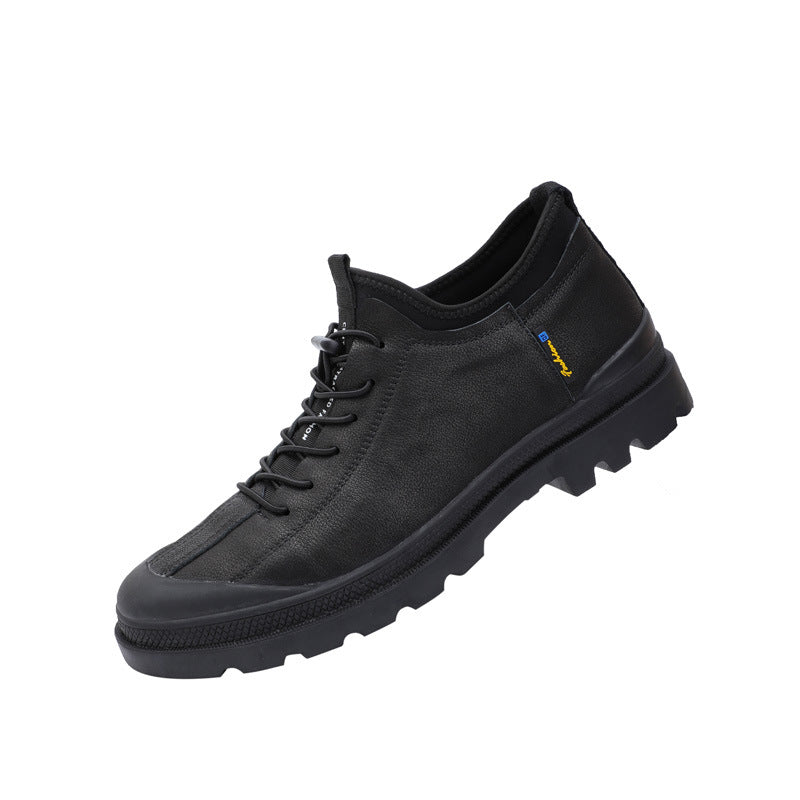 Men's Top Layer Cowhide Vintage Household Elastic Band Casual Shoes