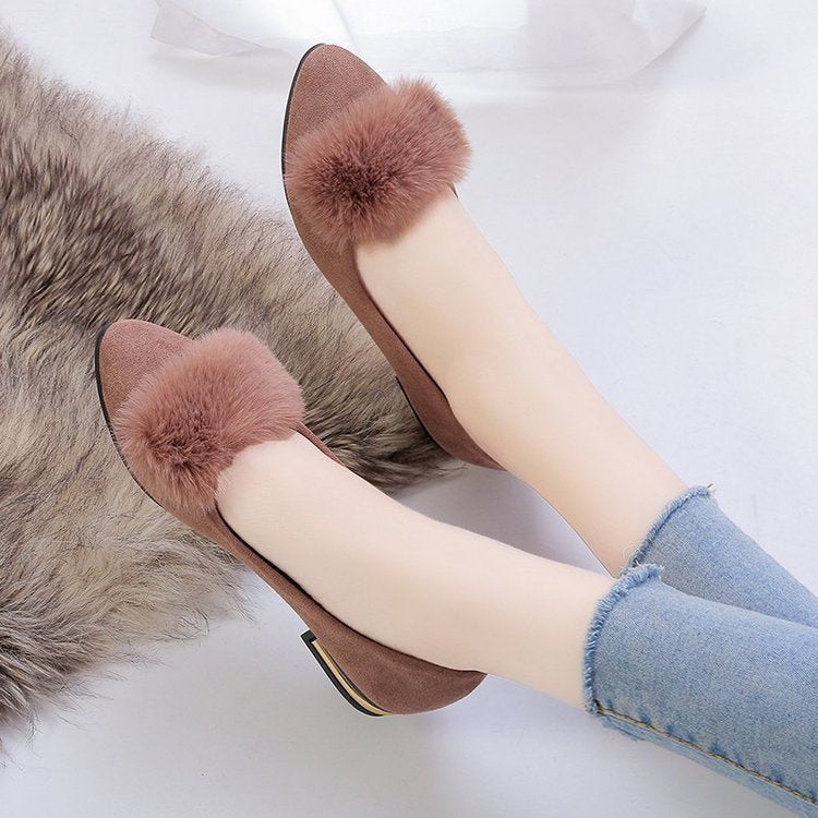 Women's Pumps Spring Plush Slip-on Low Shallow Women's Shoes