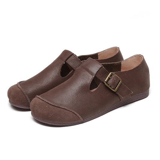 Women's Mori Style Flat Bottom Comfort Versatile Handmade Genuine Women's Casual Shoes