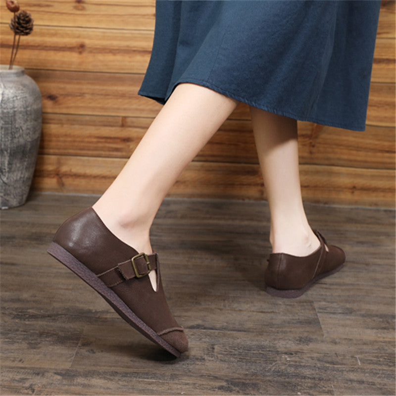 Women's Mori Style Flat Bottom Comfort Versatile Handmade Genuine Women's Casual Shoes