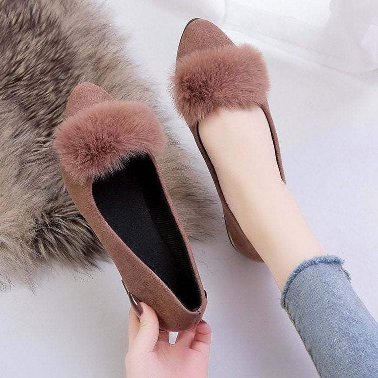 Women's Pumps Spring Plush Slip-on Low Shallow Women's Shoes