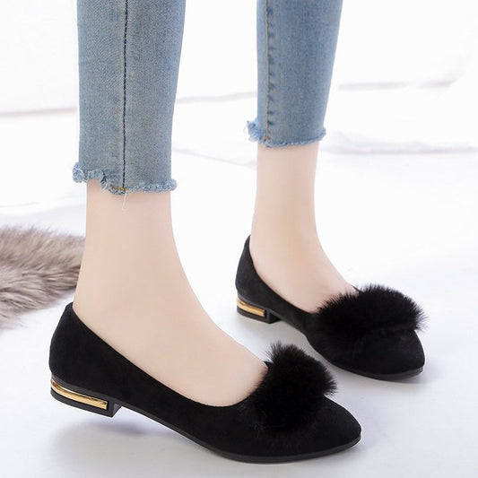 Women's Pumps Spring Plush Slip-on Low Shallow Women's Shoes