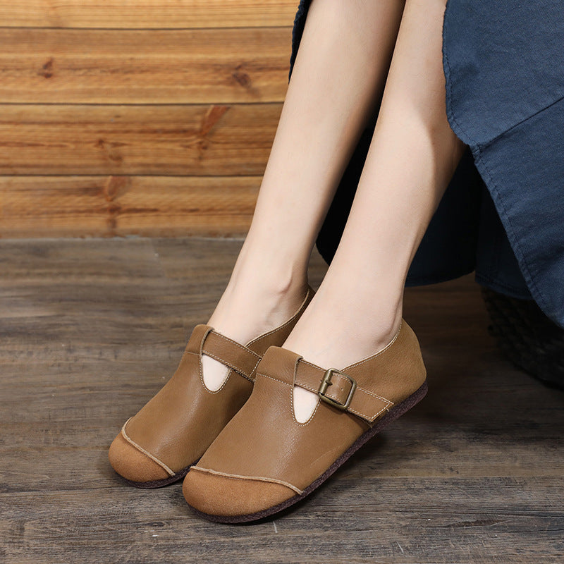 Women's Mori Style Flat Bottom Comfort Versatile Handmade Genuine Women's Casual Shoes