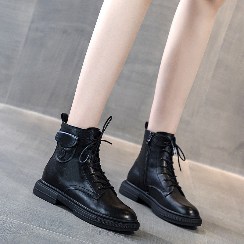 Women's Authentic British Style First Layer Cowhide Boots