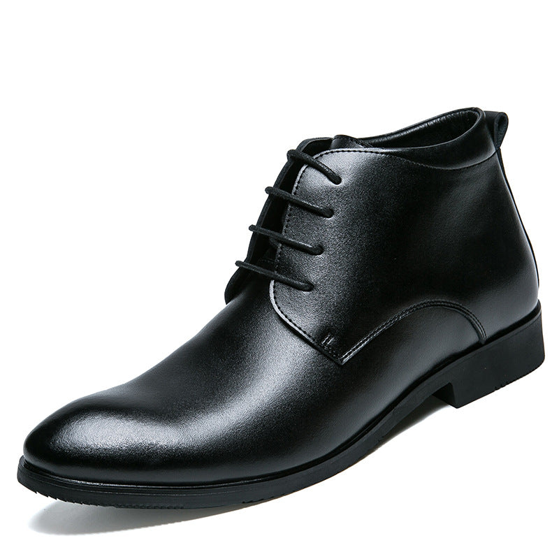 Men's Fleece-lined Cotton Pointed Hair Stylist Short Boots