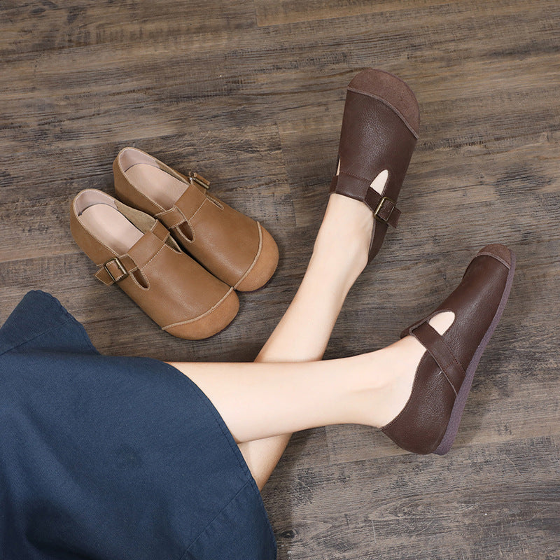 Women's Mori Style Flat Bottom Comfort Versatile Handmade Genuine Women's Casual Shoes