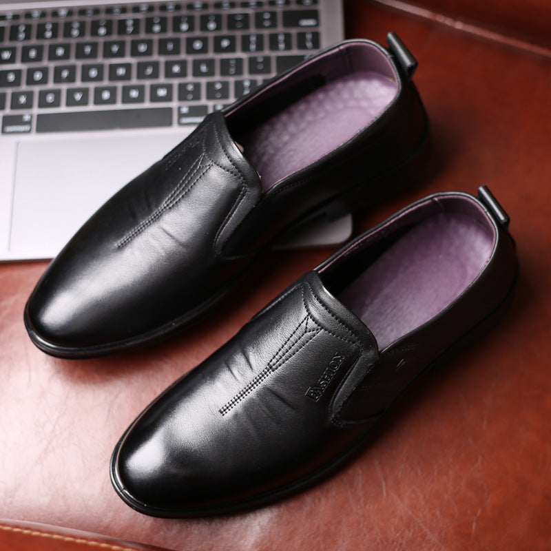 Men's First Layer Cowhide Korean Soft Bottom Business Leather Shoes
