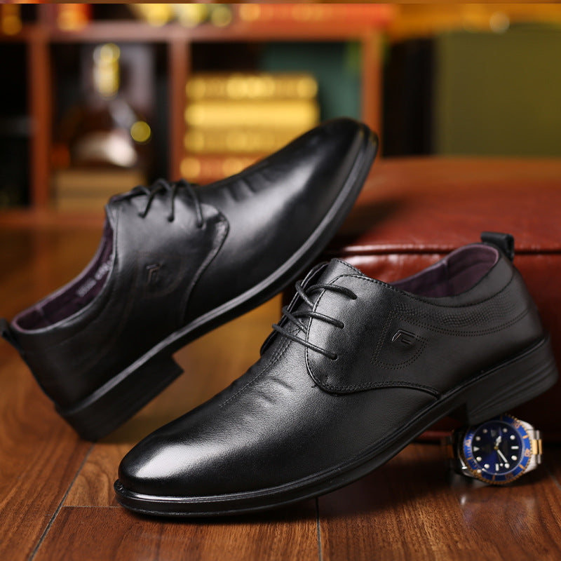 Men's Business Fashion British Pumps Top Layer Leather Shoes